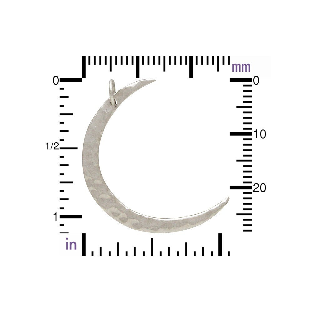 Large Hammered Crescent Moon Charm