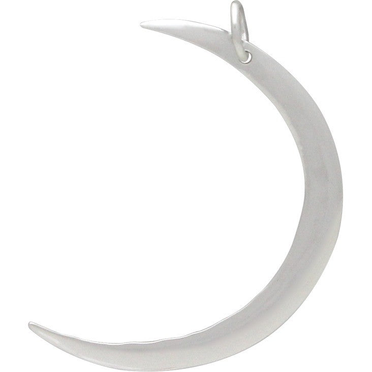 Large Hammered Crescent Moon Charm