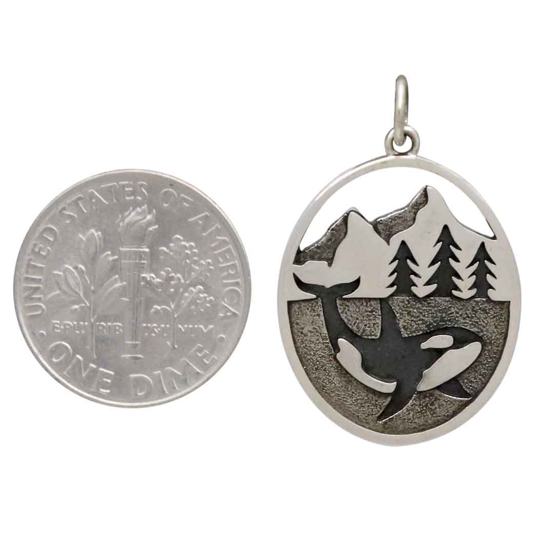 Sterling Silver Layered Orca Pendant - Poppies Jewelry