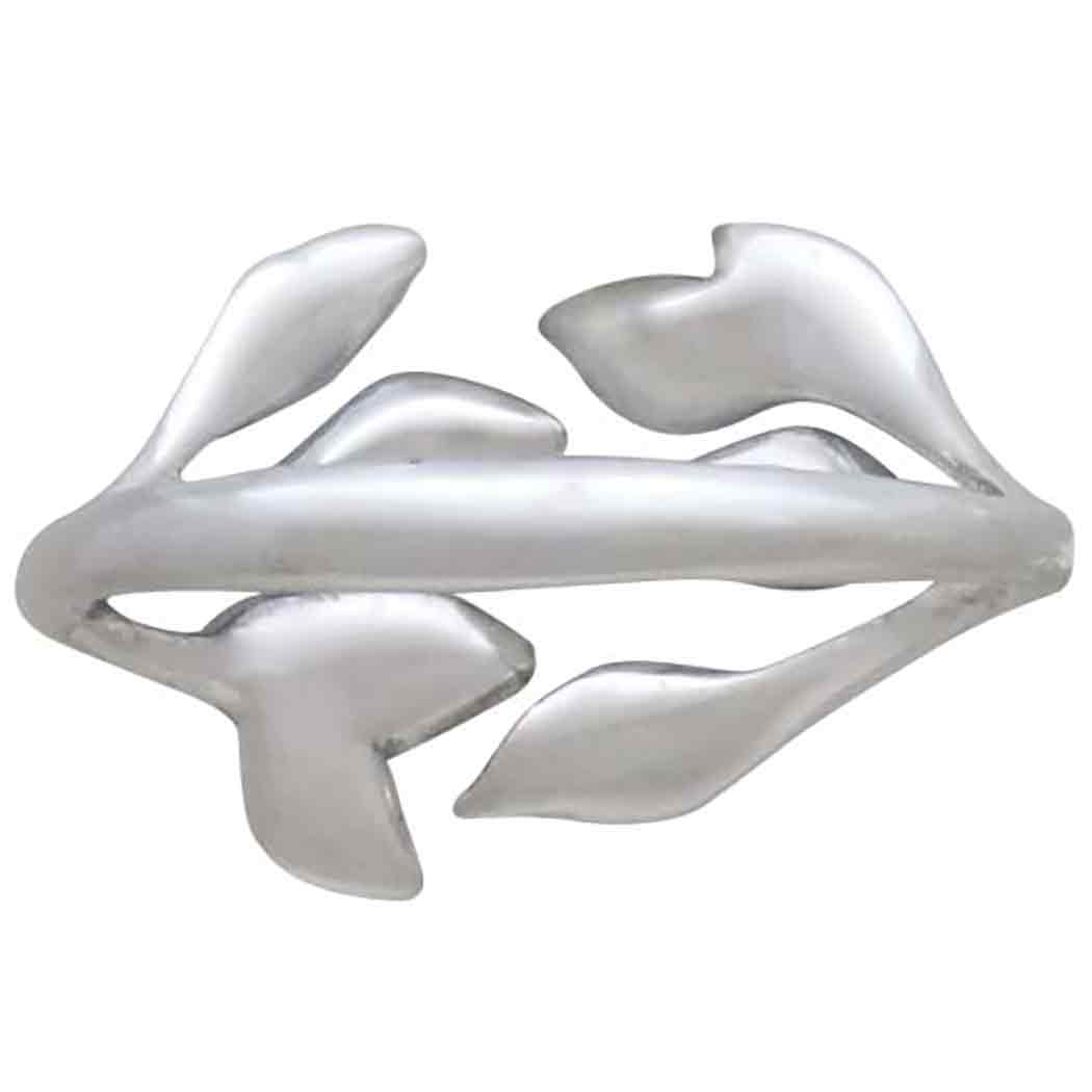 Sterling Silver Leaf Cluster Adjustable Ring - Poppies Jewelry