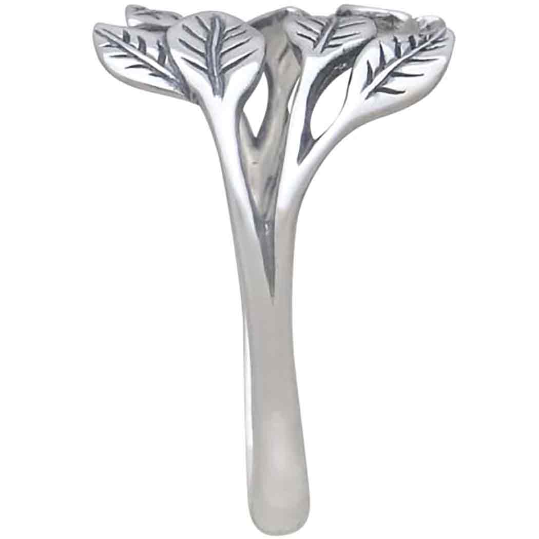 Sterling Silver Leaf Cluster Adjustable Ring - Poppies Jewelry