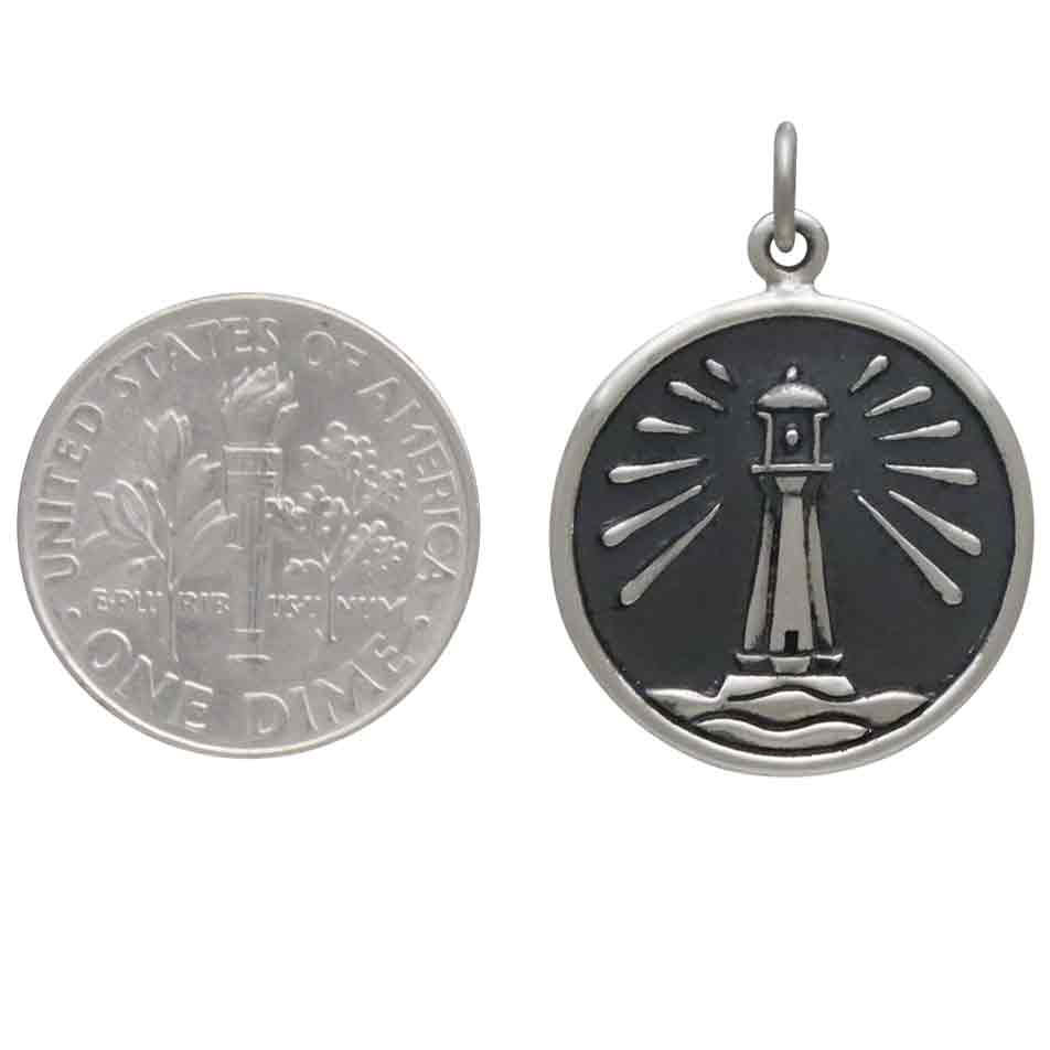 Sterling Silver Lighthouse Pendant - Poppies Jewelry