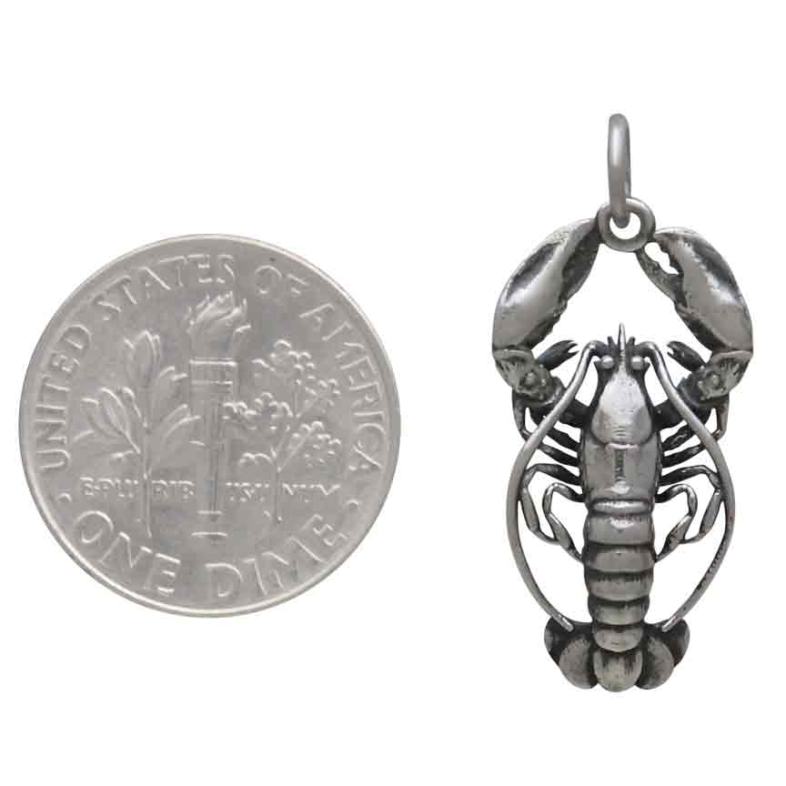Sterling Silver Lobster Charm - Poppies Jewelry