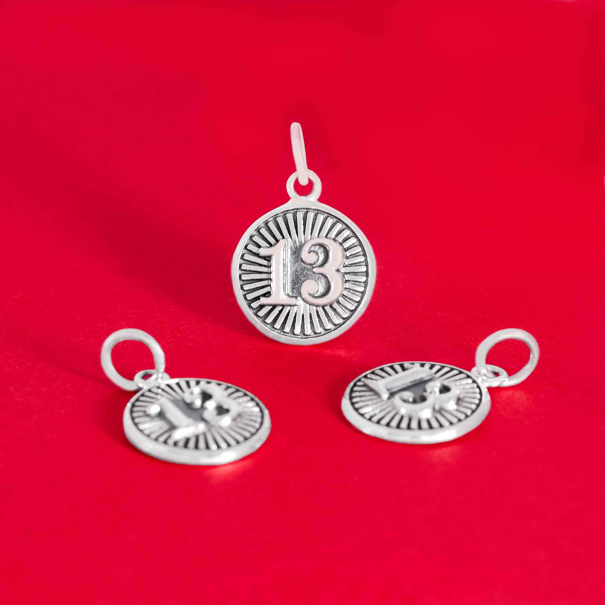 Sterling Silver Lucky 13 Coin Charm - Poppies Jewelry