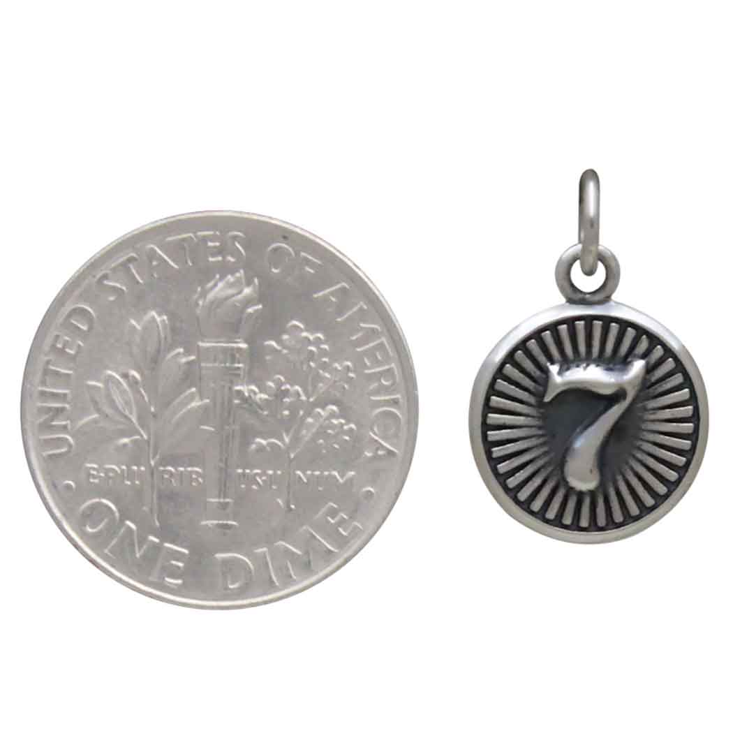 Sterling Silver Lucky 7 Coin Charm - Poppies Jewelry