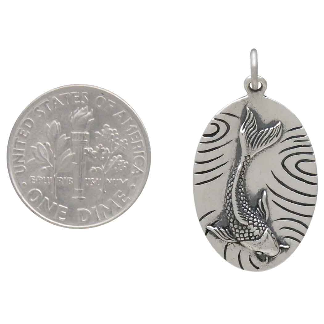 Sterling Silver Lucky Koi Pendant - Poppies Jewelry