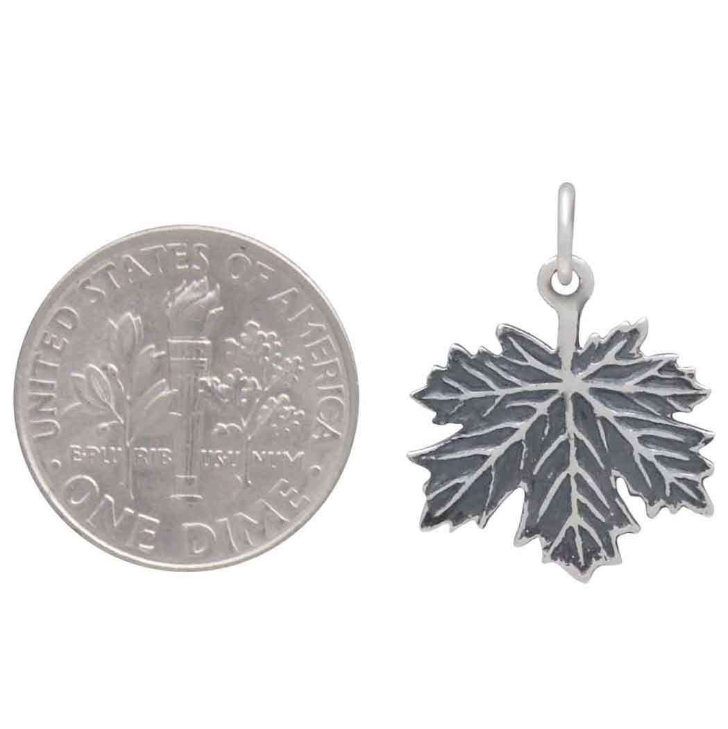 Sterling Silver Maple Leaf Charm - Poppies Jewelry