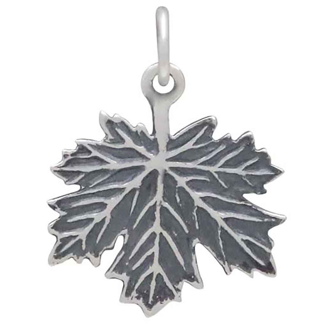 Sterling Silver Maple Leaf Charm - Poppies Jewelry