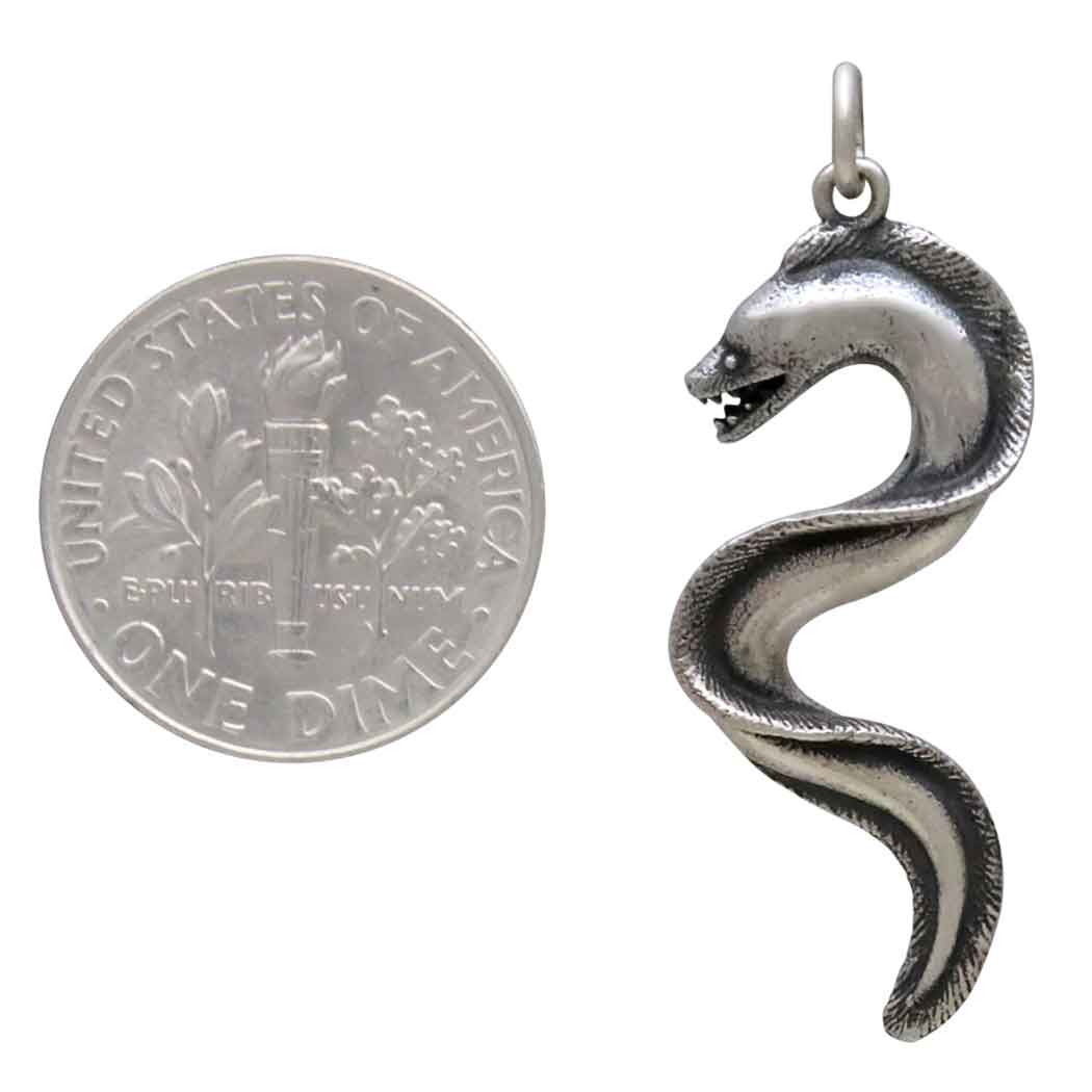 Sterling Silver Moray Eel Pendant - Poppies Jewelry