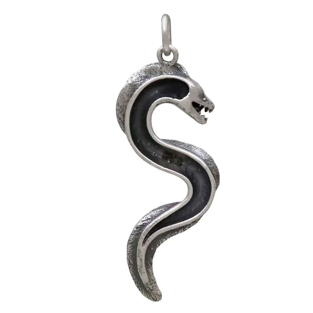 Sterling Silver Moray Eel Pendant - Poppies Jewelry