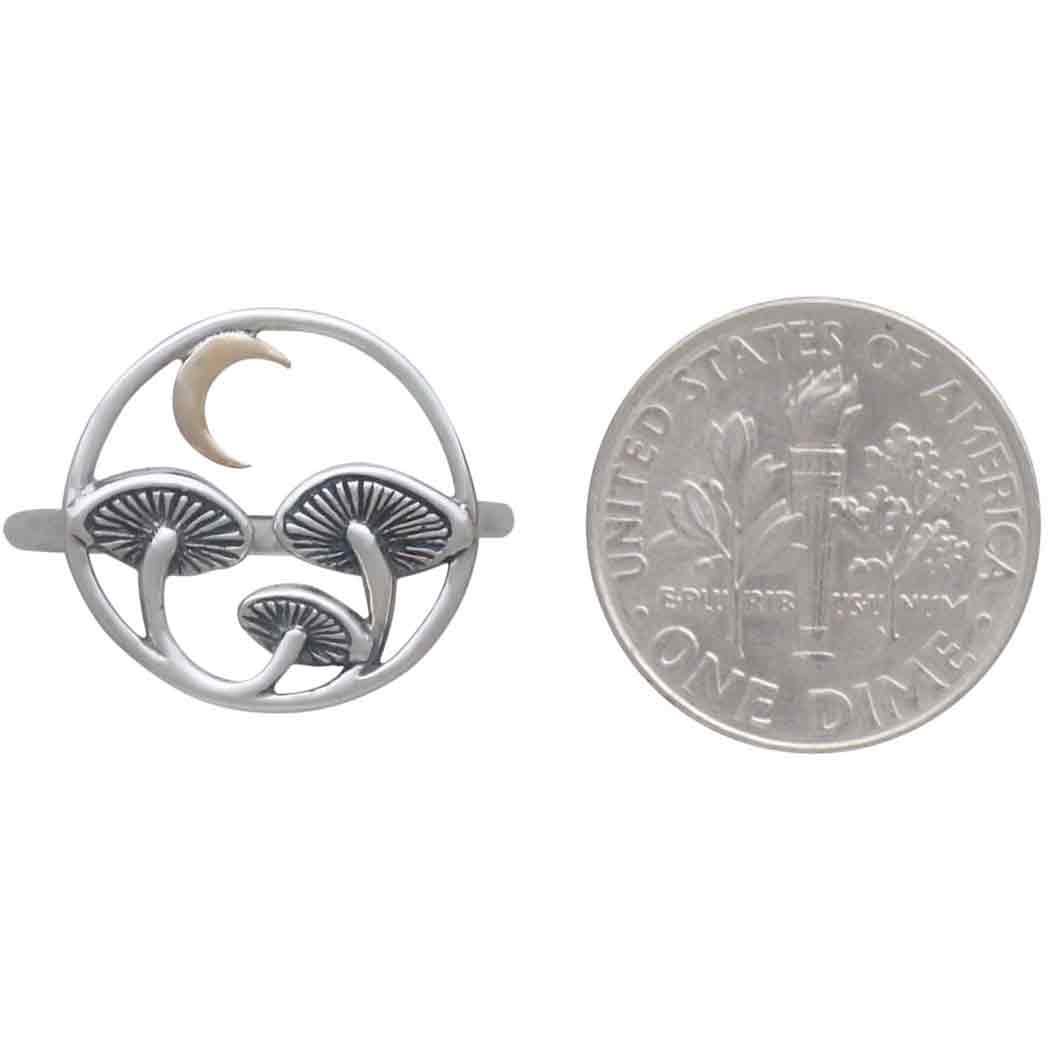 Sterling Silver Mushroom Ring with Bronze Moon - Poppies Jewelry