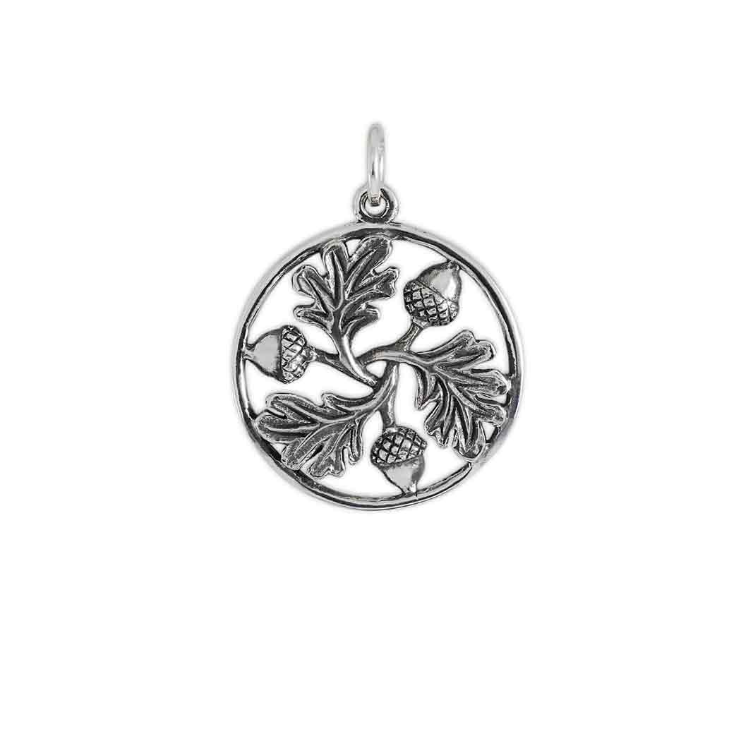 Sterling Silver Oak Leaf and Acorn Mandala Charm