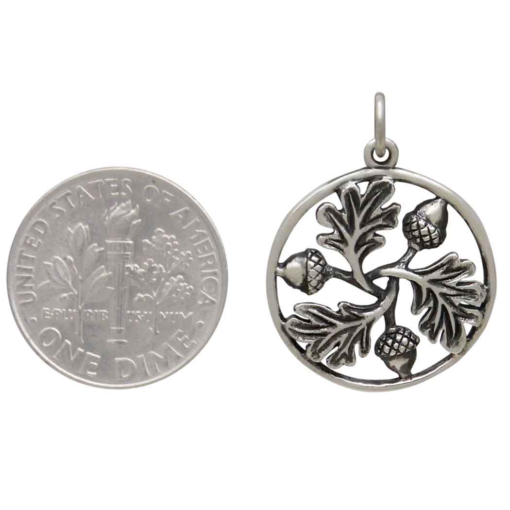 Sterling Silver Oak Leaf and Acorn Mandala Charm