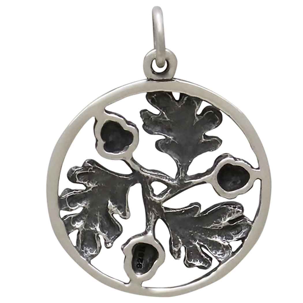 Sterling Silver Oak Leaf and Acorn Mandala Charm
