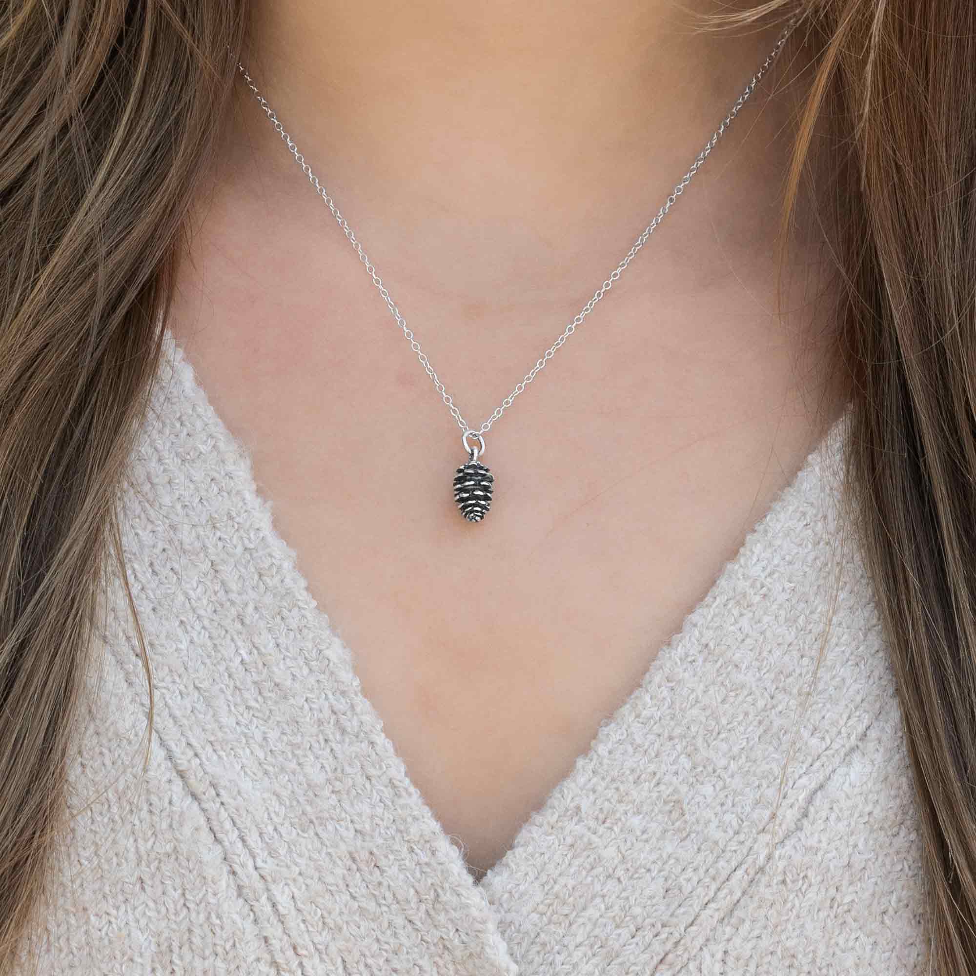 Sterling Silver Pinecone Necklace - Poppies Jewelry