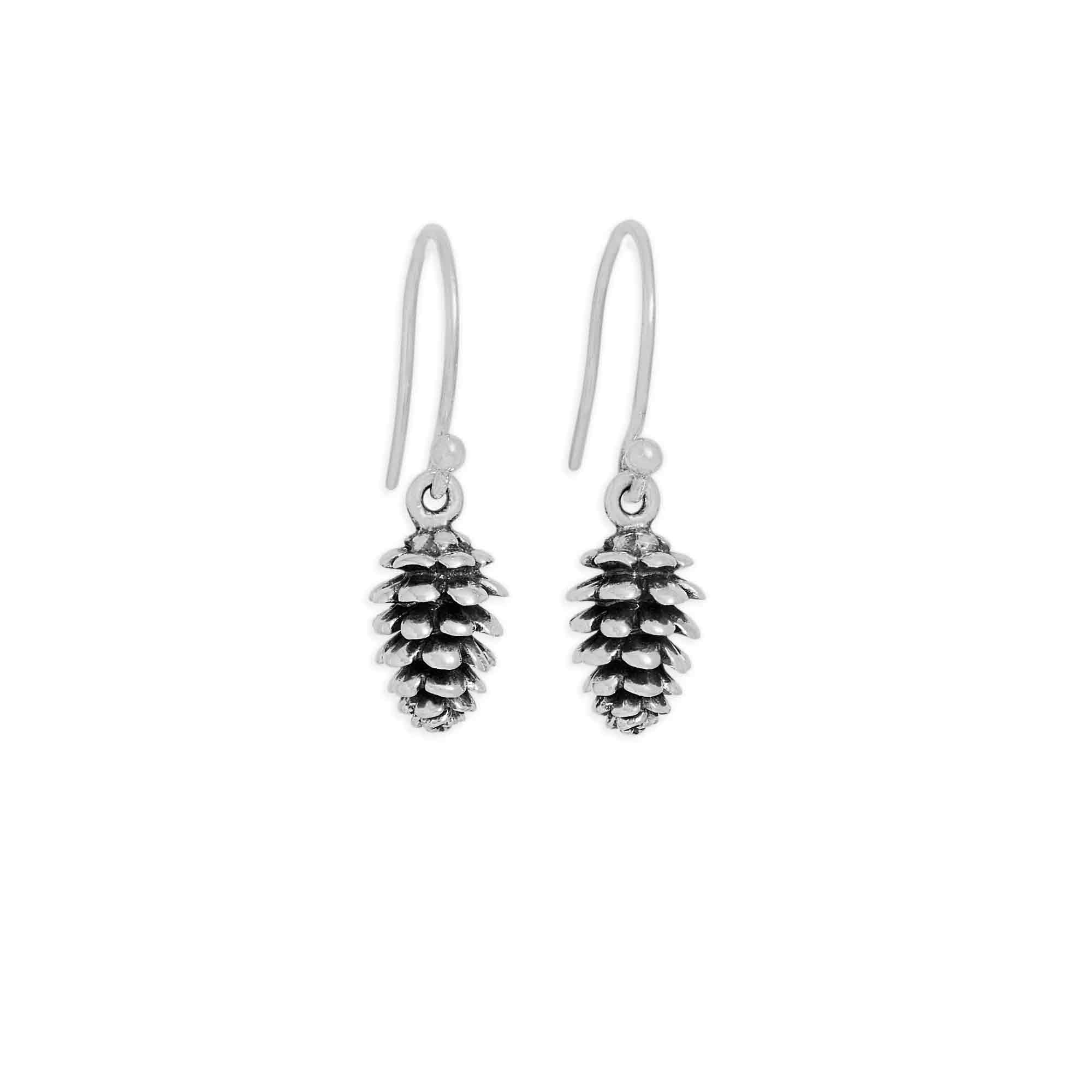 Sterling Silver Pinecone Dangle Earrings - Poppies Jewelry