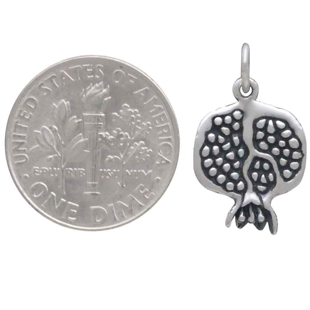 Sterling Silver Pomegranate Charm - Poppies Jewelry
