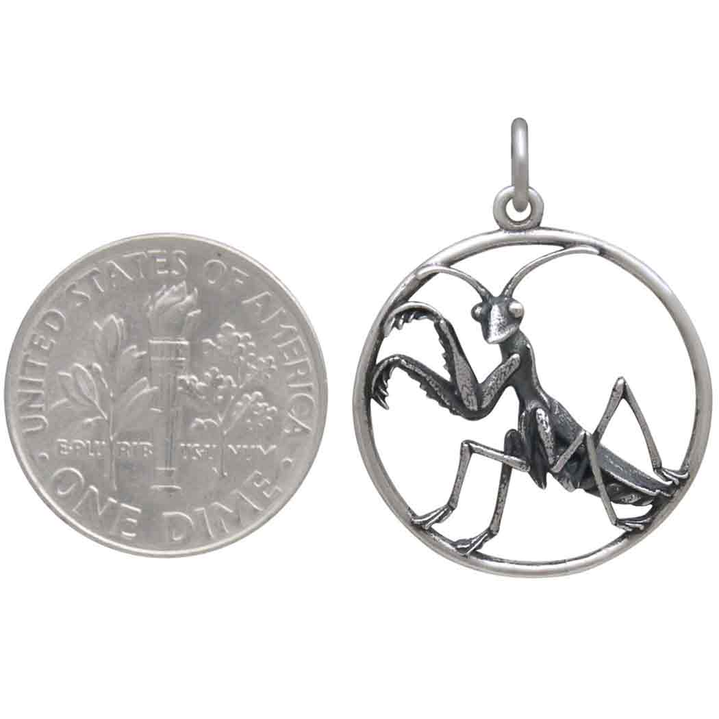 Sterling Silver Praying Mantis Pendant