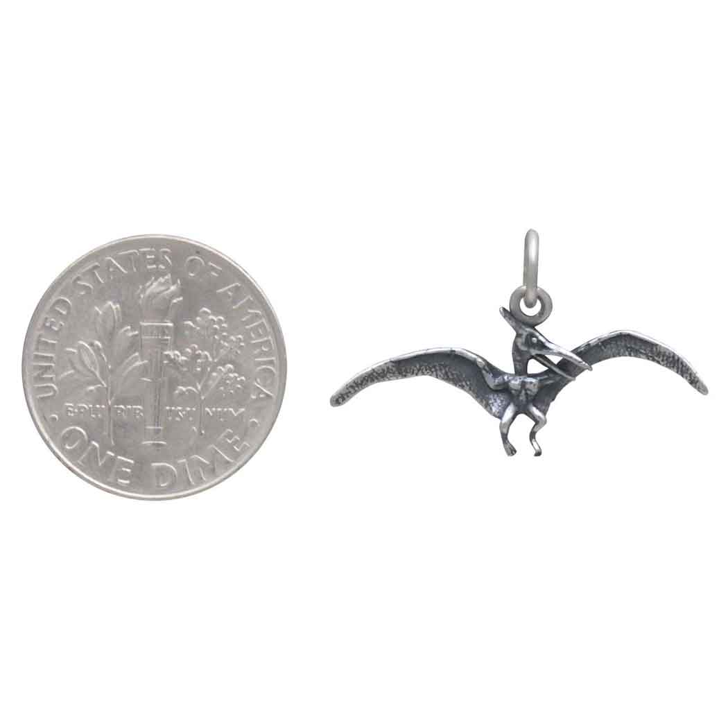 Sterling Silver Pterodactyl Dinosaur Charm - Poppies Jewelry