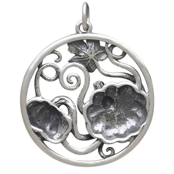 Sterling Silver Pumpkins with Vine Pendant