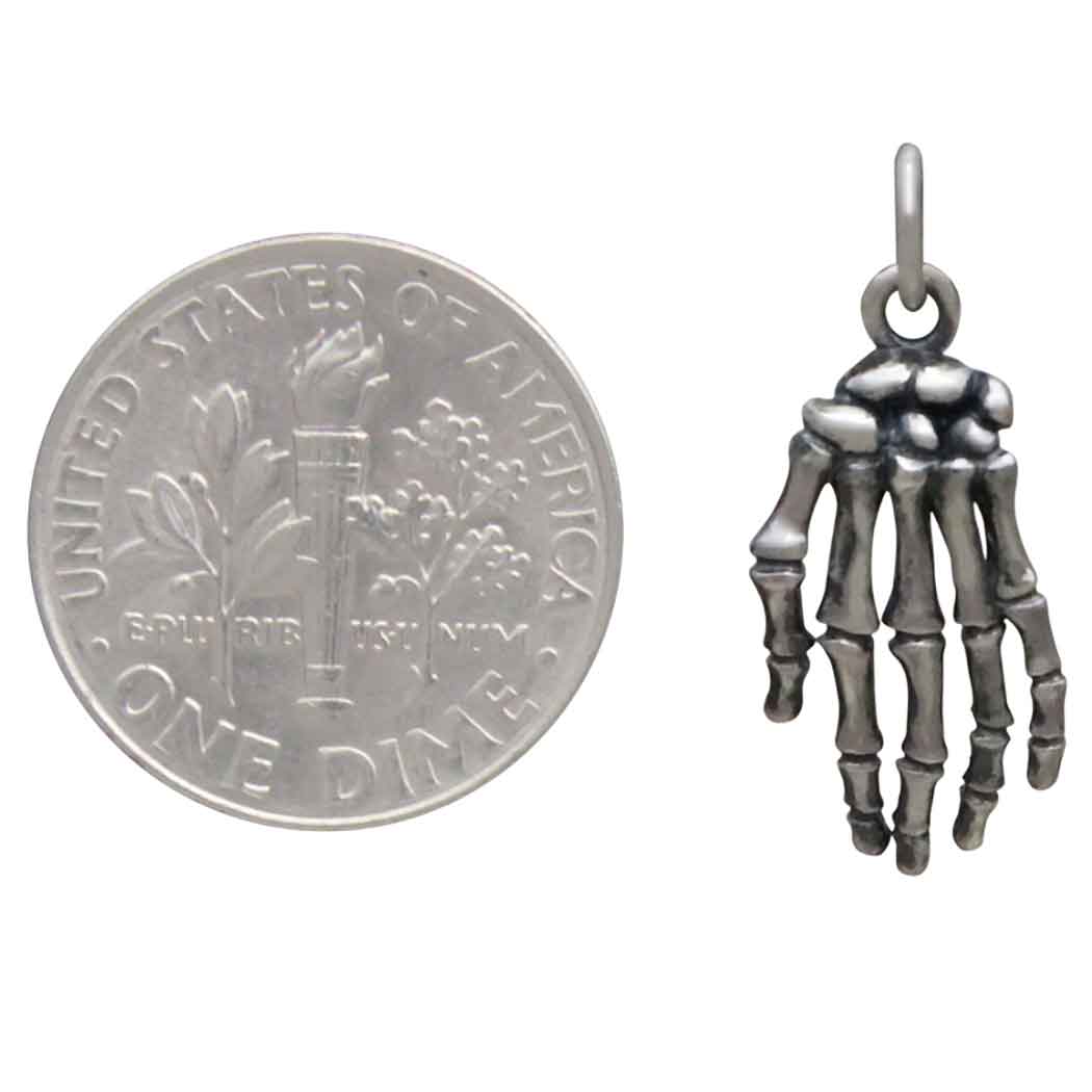 Sterling Silver Skeleton Hand Charm