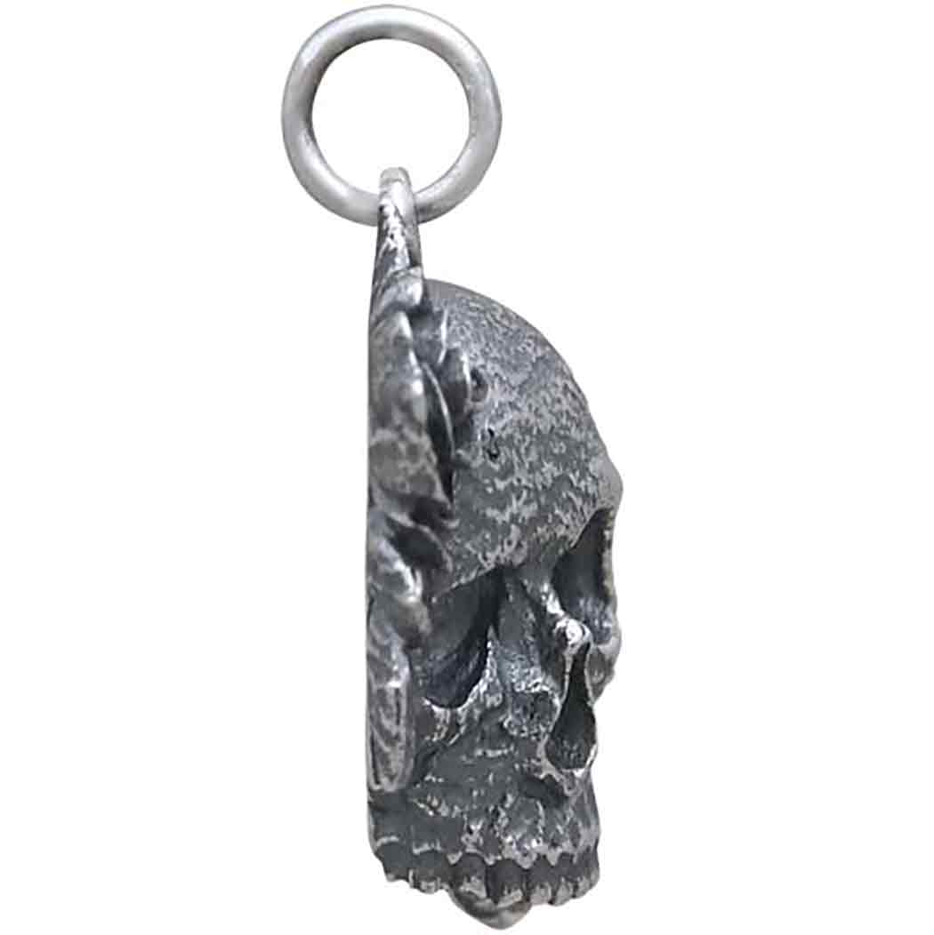 Sterling Silver Skull and Roses Pendant - Poppies Jewelry