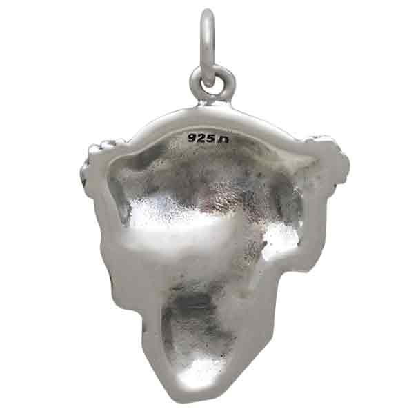 Sterling Silver Skull with Rose Crown Pendant - Poppies Jewelry