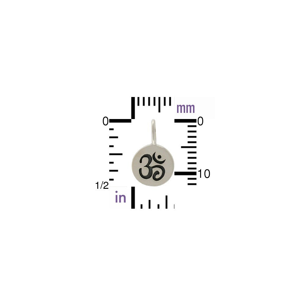 Sterling Silver Small Round Charm with Etched Om