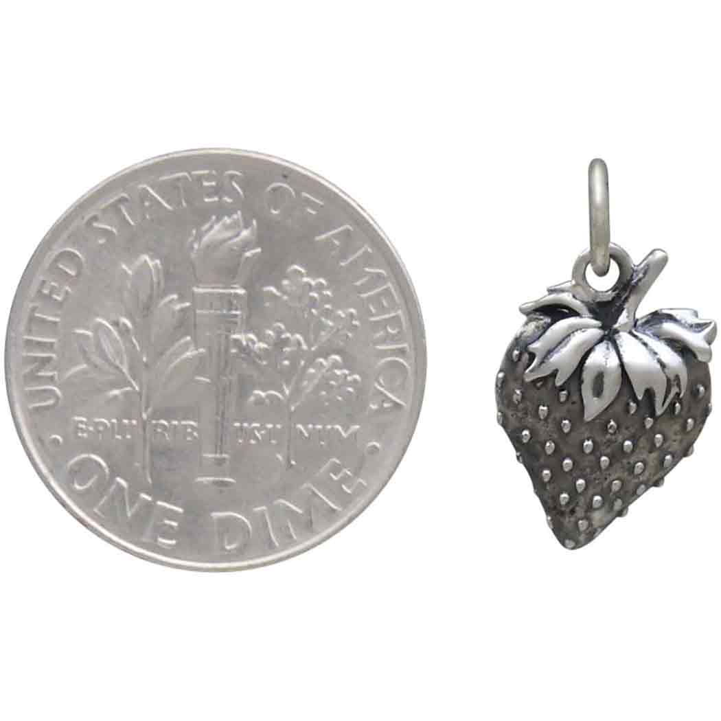 Sterling Silver Strawberry Charm - Poppies Jewelry