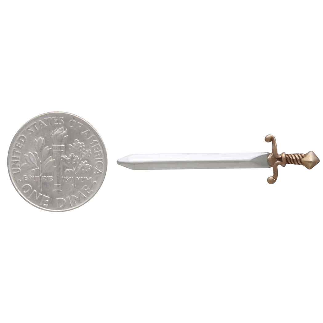 Sterling Silver Sword Ring with Bronze Handle - Poppies Jewelry