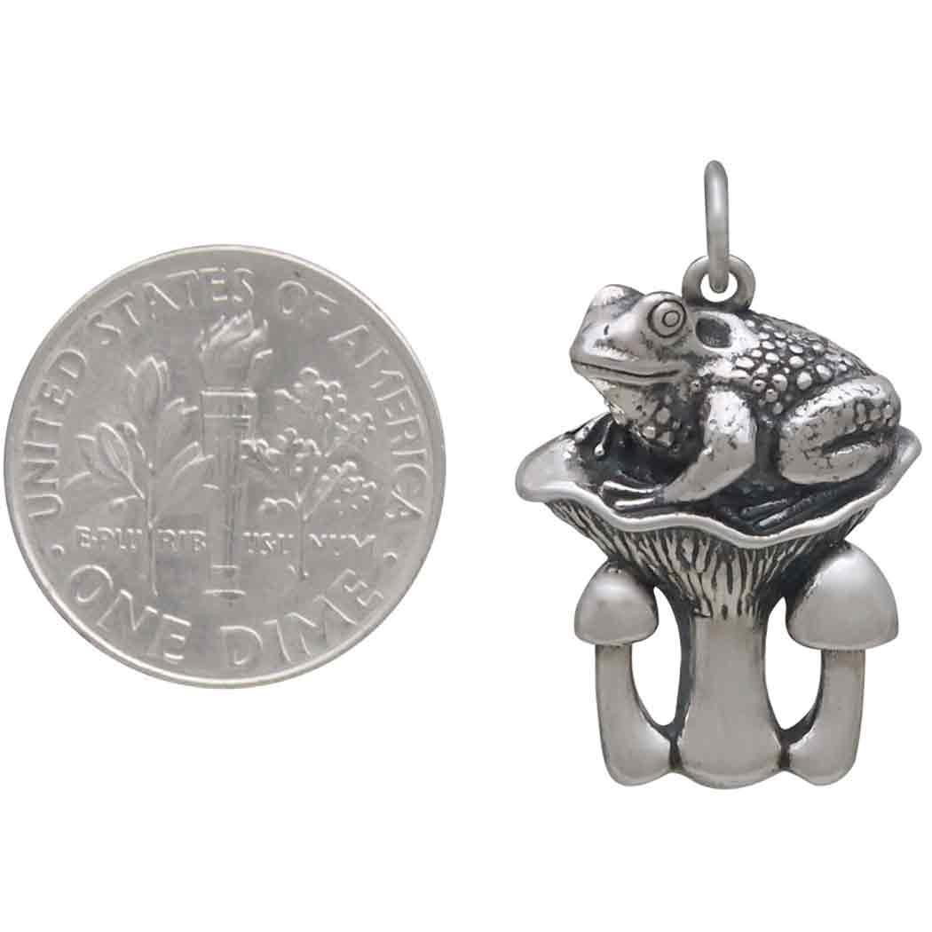 Sterling Silver Toad and Mushroom Pendant - Tia Tynette Designs