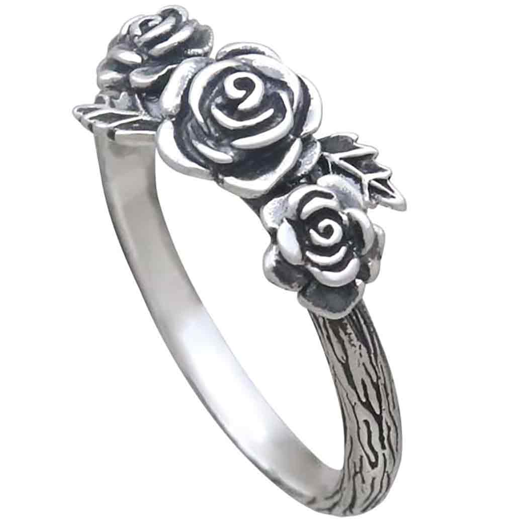 Sterling Silver Triple Rose Ring - Poppies Jewelry