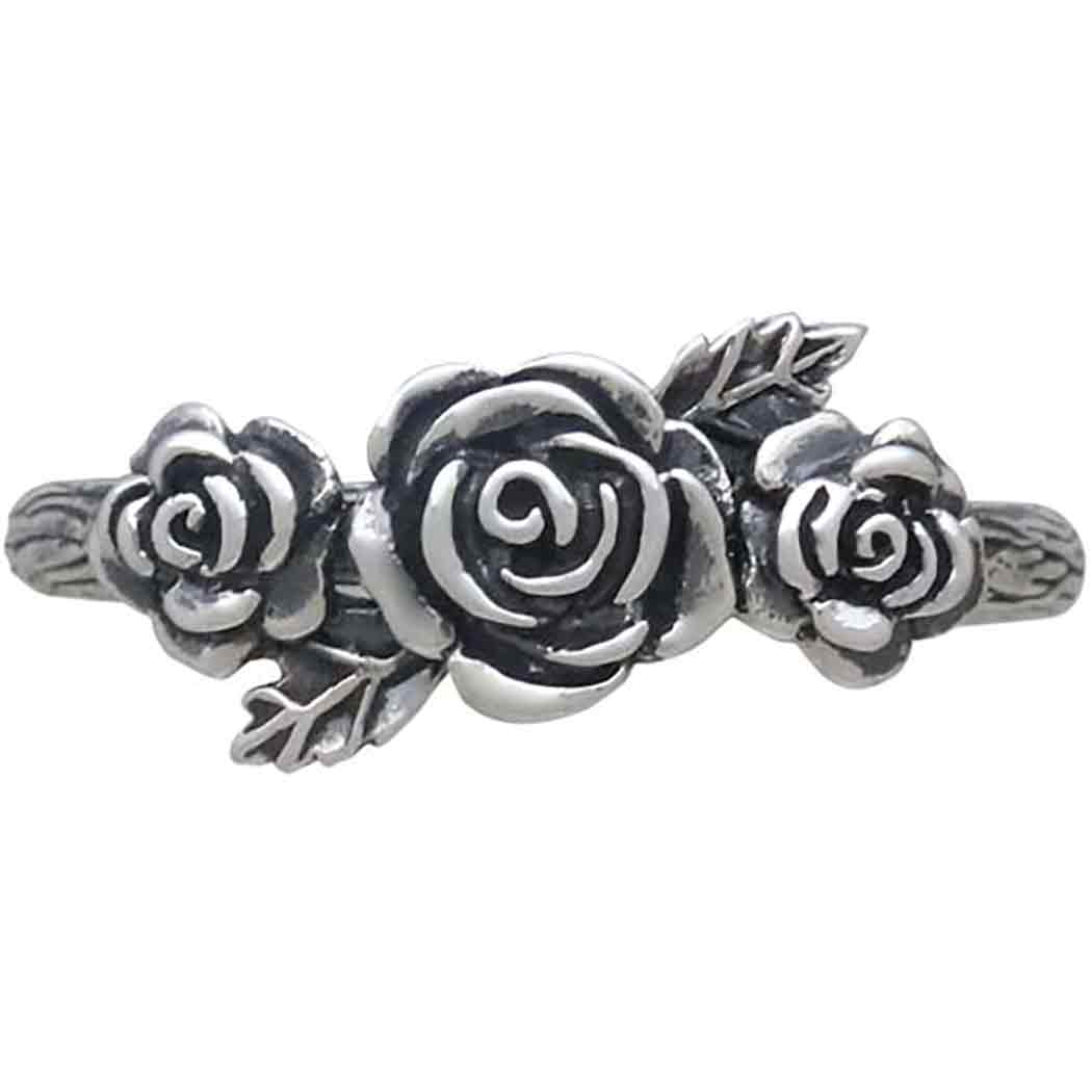 Sterling Silver Triple Rose Ring - Poppies Jewelry