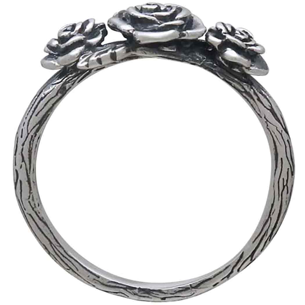 Sterling Silver Triple Rose Ring - Poppies Jewelry