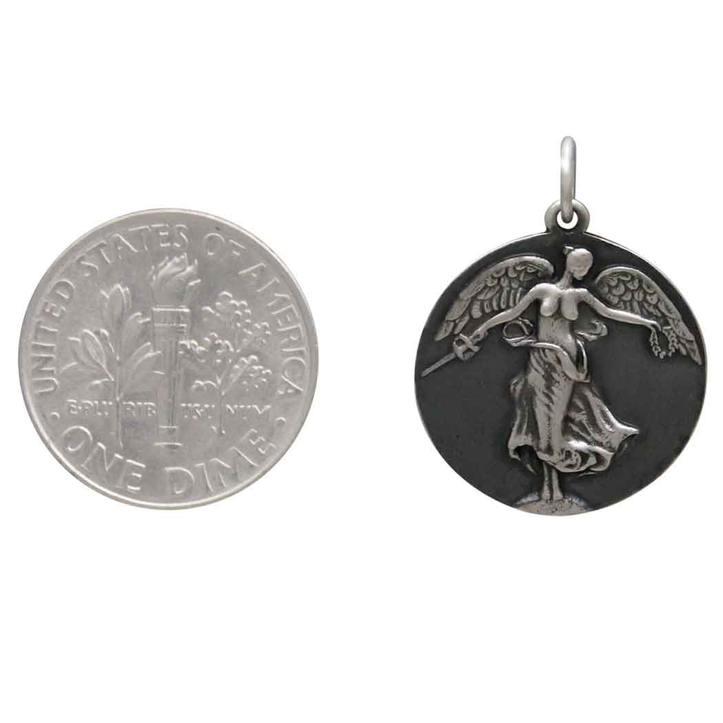 Sterling Silver Victory Angel Pendant - Poppies Jewelry