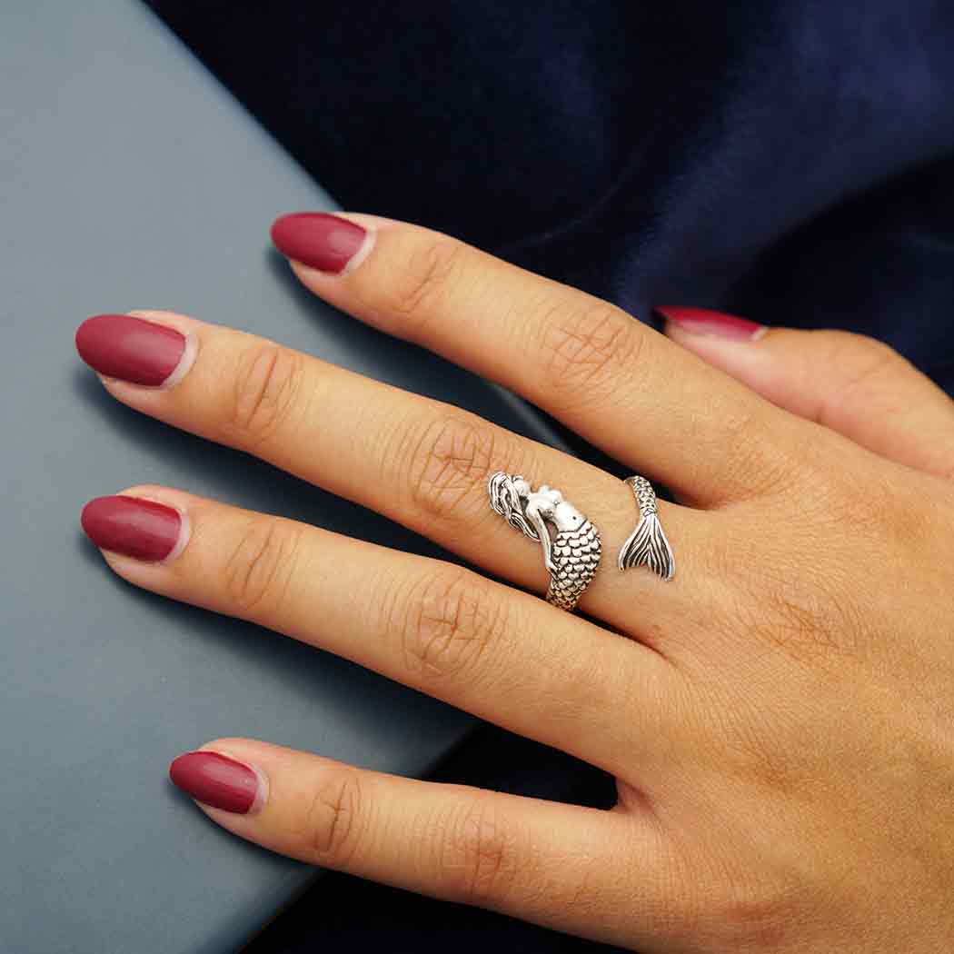 Sterling Silver Mermaid Ring - Adjustable Ring - Poppies Beads n' More
