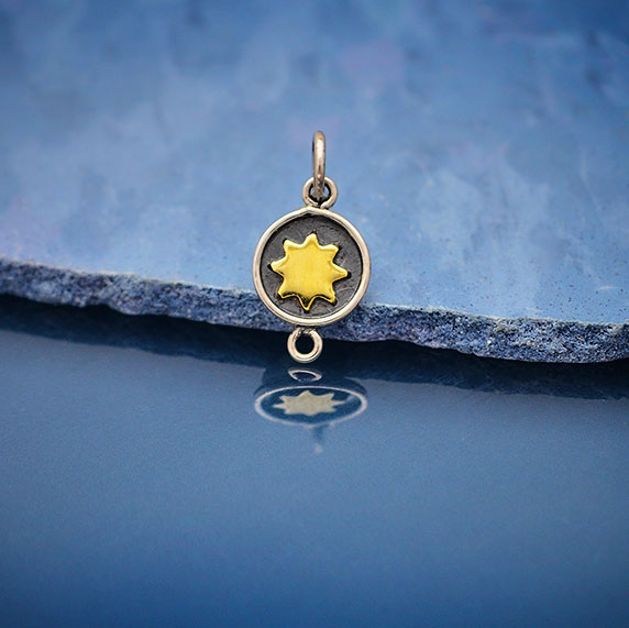 Sterling Silver Link with Bronze Sun - Poppies Beads n' More