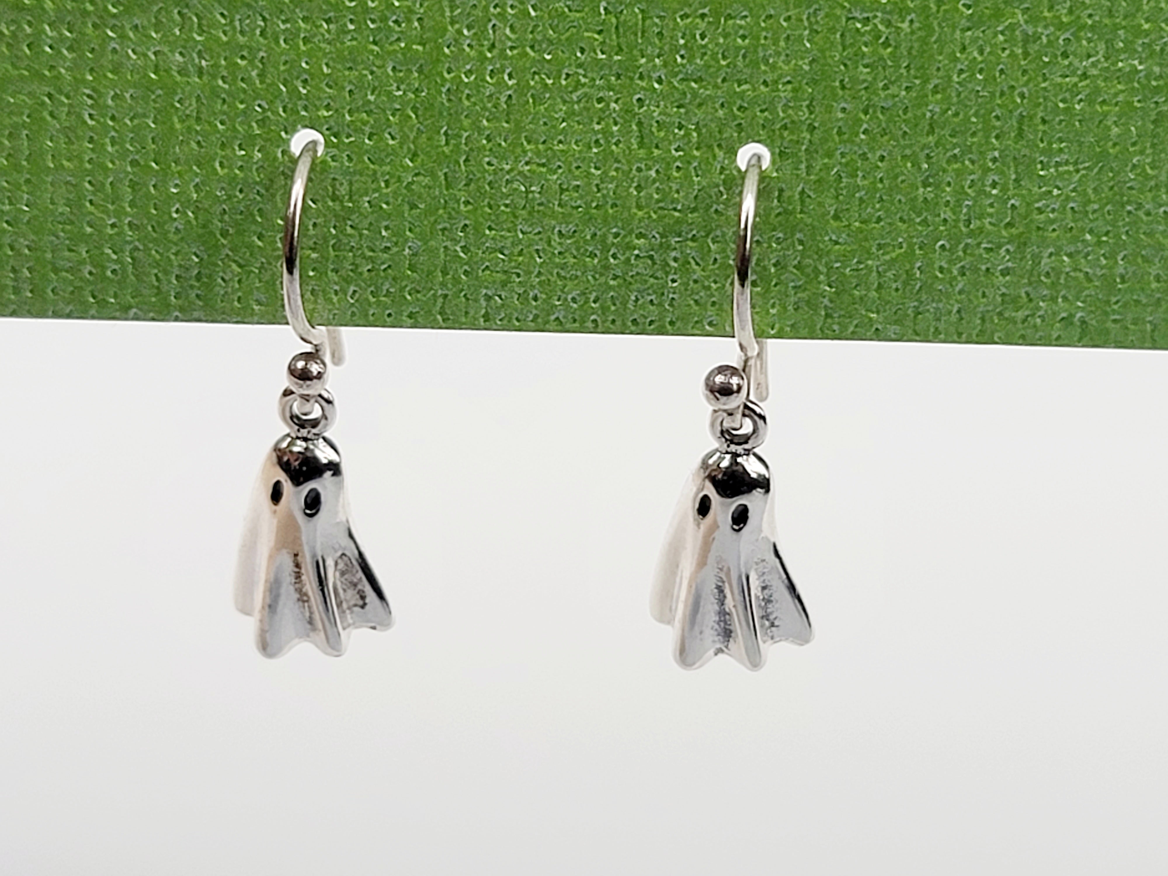 Ghost 3D Hanging Earrings Sterling Silver