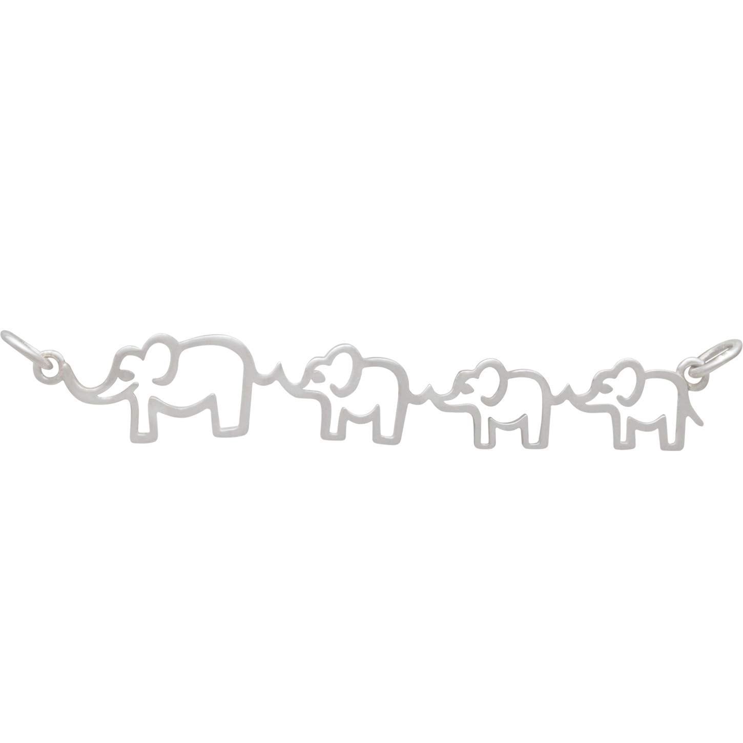 Sterling Silver Mama and Three Baby Elephant Festoon