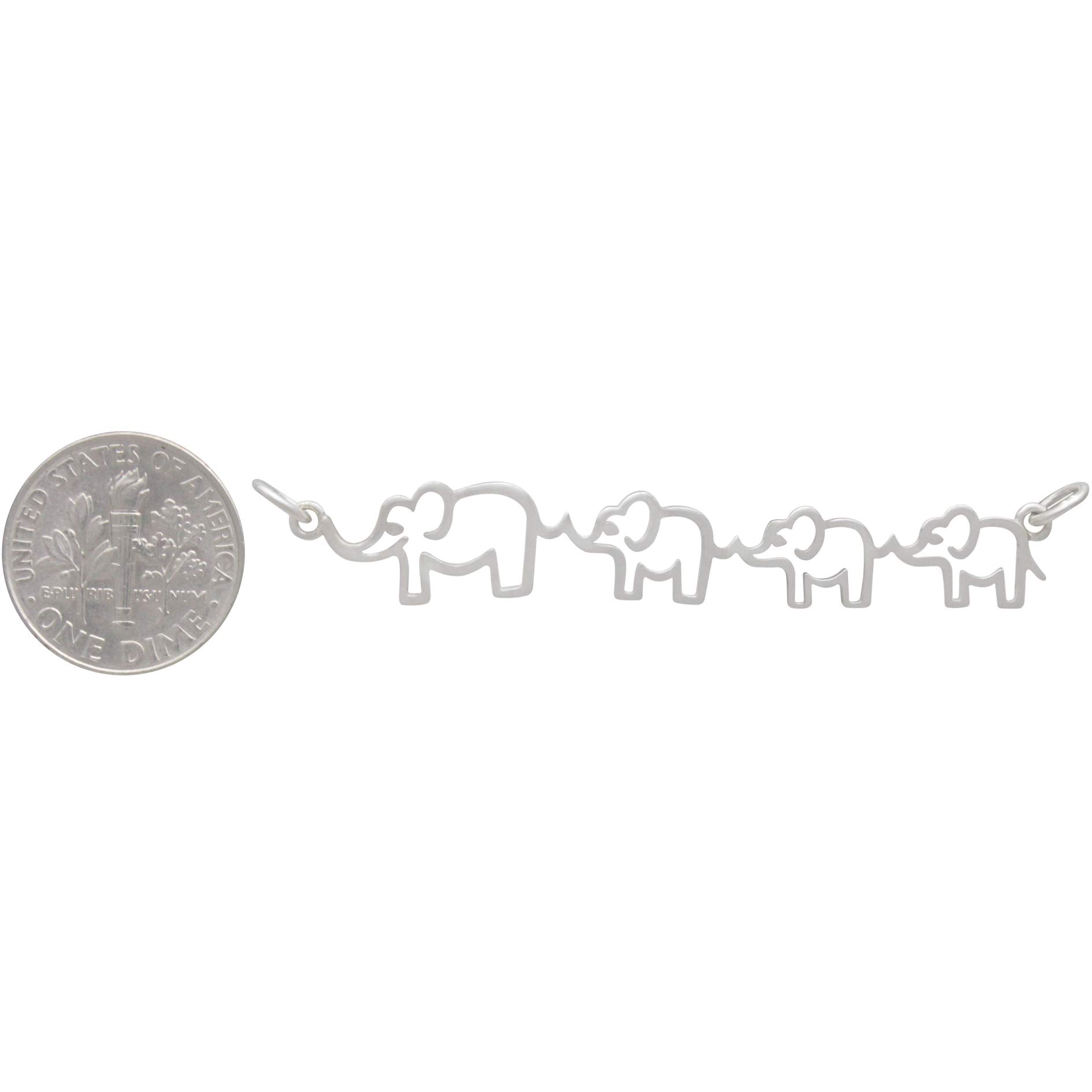 Sterling Silver Mama and Three Baby Elephant Festoon