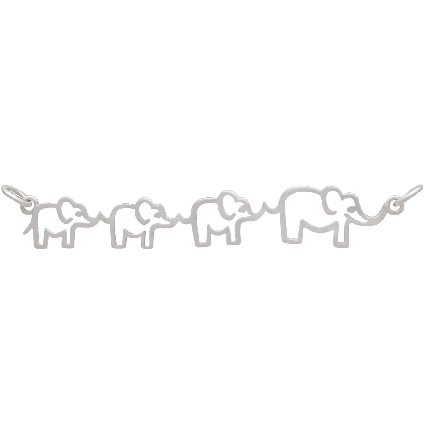 Sterling Silver Mama and Three Baby Elephant Festoon