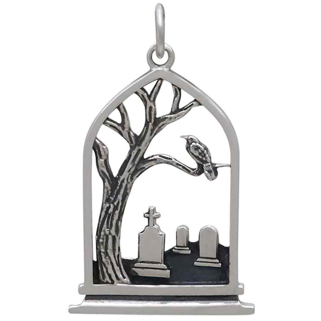 Sterling Silver Graveyard Charm