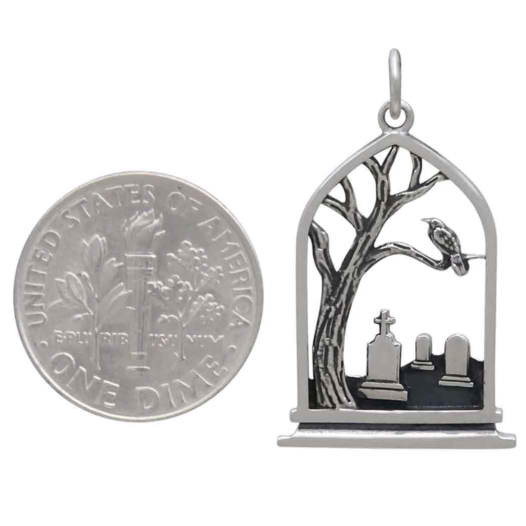 Sterling Silver Graveyard Charm