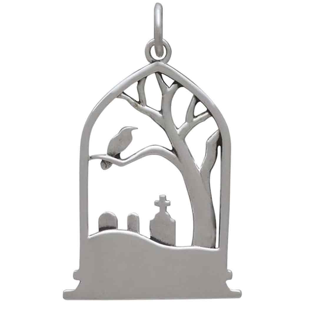 Sterling Silver Graveyard Charm