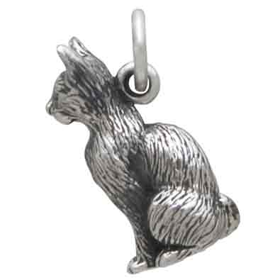 Sterling Silver 3D Cat Pendant