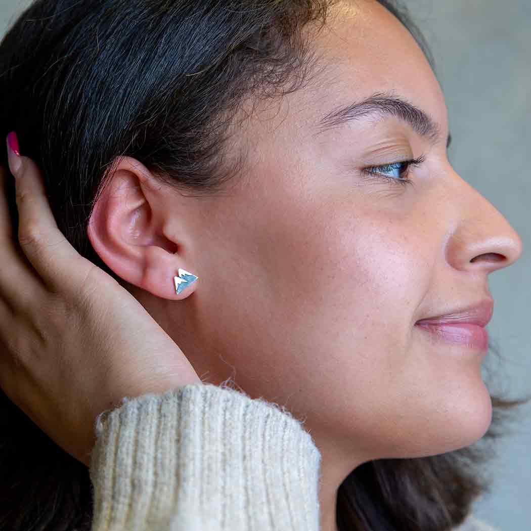 Sterling Silver Snow Cap Mountain Post Earrings