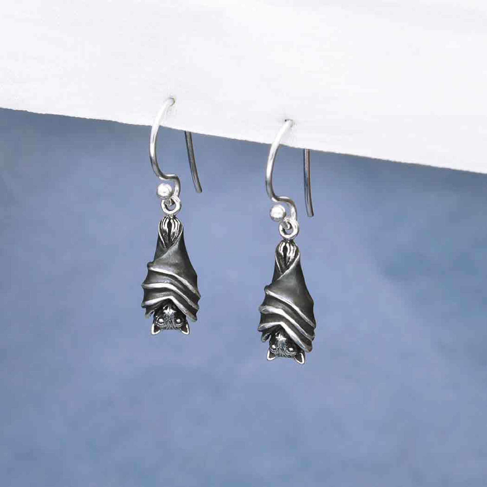 Bat Earrings Hanging Sterling Silver