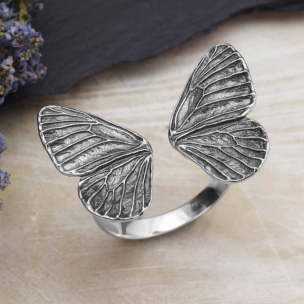 Butterfly Wings Ring Sterling Silver Adjustable