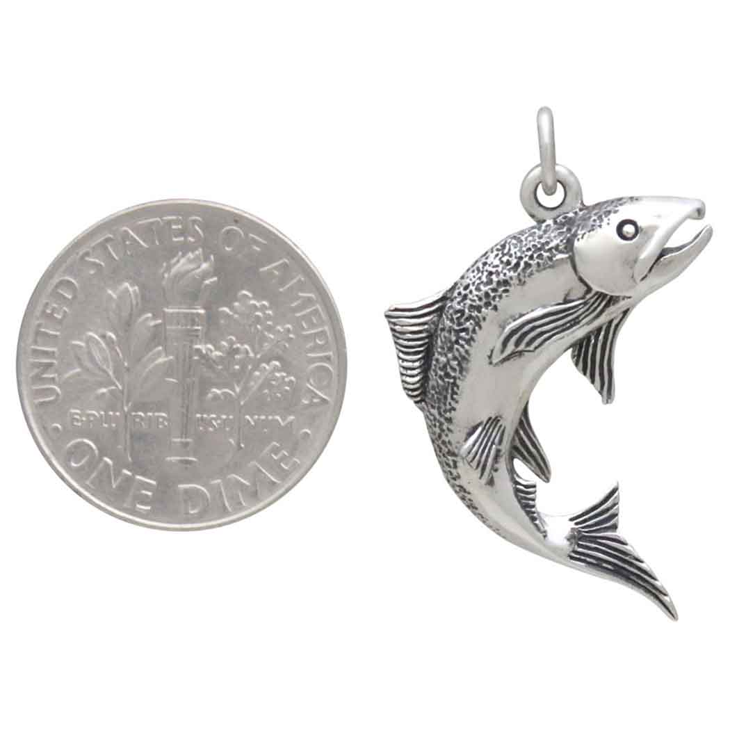 Sterling Silver Salmon Charm - Poppies Beads N' More