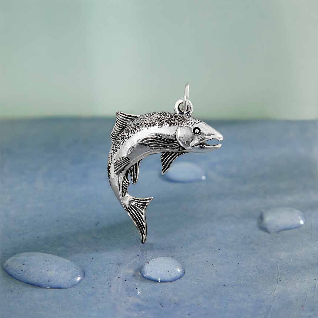 Sterling Silver Salmon Charm - Poppies Beads N' More